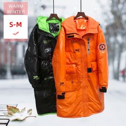 New Women Winter Long White Duck Down Jacket With Hood Female Loose Casual Thick Warm Zipper Coat Winproof Waterproof Big Size 201029