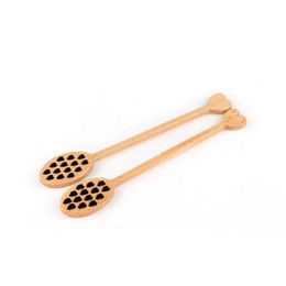 Cute Hollow Out Love Shaped Wooden Honey Stick Wood Honey Spoon Stick Dipper Stirrer Flatware Accessories Kitchen Gadget