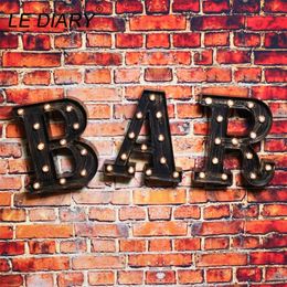 LEDIARY 26 Letter LED Night Lights Industrial Style Holiday Decor Wall Lamps Home Bedroom Lighting 3D Alphabet Cafe Bar Lamp 201203