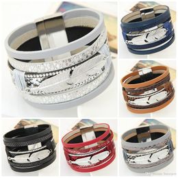 Bracelets for Women Men Fashion Magnetic Multilayer Wrap Bracelets Jewelry Gift Leather Bracelets & Bangles