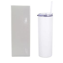 New 20oz Sublimation Tumbler Blank Stainless Steel Tumbler DIY Tapered Cups Vacuum Insulated 600ml Car Tumbler Coffee Mugs DHL FEDEX