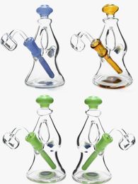 Vintage 6.5inch Dual Airflow Dab Rig Glass BONG Hookah Smoking Pipes Oil Burner with bowl or Banger can put customer logo