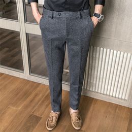 ICPANS Woollen Office Suit Pants Men Slim British Style Wool Business Formal Dress Trousers 201130