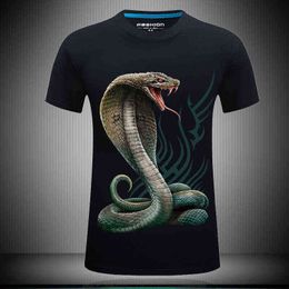 2022 3d camiseta serpiente Camisetas para hombres Summer Snake 3D de manga corta de algodón grande para hombre masculina