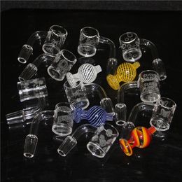 Pure Quartz Banger Nail with glass bubble carb cap quartz banger male 14mm Joint 45 90 Degrees For glass water pipe bong