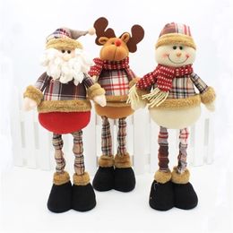 Christmas Decorations Retractable Stand Figures 3pcs Santa Claus+Snowman+Elk Christmas Dolls Office Home Decoration Accessories 201201