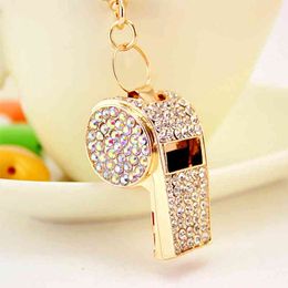 Cute Whistle Keychain Accessories Bag Purse Pendant Metal Diamond Luxury Keychains Charms Boyfriend Gift Llaveros Kawaii YS053