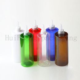 20pc 500ml white empty round plastic bottles with pointed mouth top cap,500ml FDA DIY PET food containers screw cap