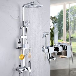 Black/Chrome Shower Faucets Bathroom Shower Mixer Bidet Faucet Rainfall shower set Spray Mixer Crane