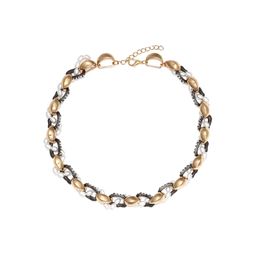 Za exaggerated short multi-layer alloy inlaid diamond clavicle chain necklace and Pearl neck chain