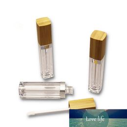 30pcs 6ml Empty Transparent Lip Gloss Tubes Plastic Lip Balm Tube Lipstick Mini Square Cosmetic Container With Bamboo Cap