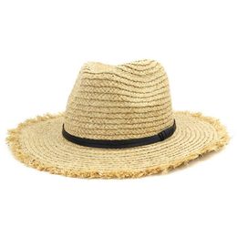 Sun Beach Hat Women Summer Raffia Straw Panama Wide Brim Holiday Outdoor Cap Accessory For Lady Girls G220301