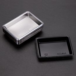 2022 new Disposable Sushi Soy Sauce Dish Rectangle Salad Salt Seasoning Plate Restaurant Takeout Condiment Tray Wholesale