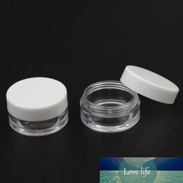 Wholesale- 10g x100pcs Empty Small Plastic Jars Bottles Cosmetic Jar Pot Box With White Lid PS Sample Cream Cosmetic Containers Packaging