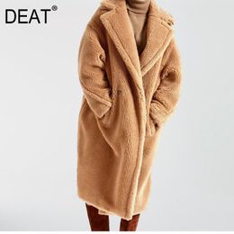 DEAT autumn and winter turn-down collar full sleeves pocket fur patchwork thickness coat female warm teddy jacket WJ11111XL 201029