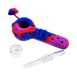 Smoking 4.9inches Silicone Nectar Collector Kit With Quartz Tips Nector pipes high quality Mini NC
