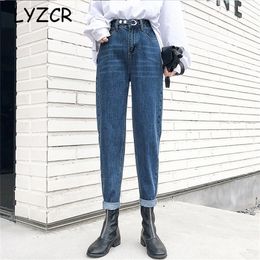 Spring High Waist Mom Jeans Loose Women Harem Boyfriend Jeans For Women Straight Jeans With High Waist Ankle-Length Pants 201223