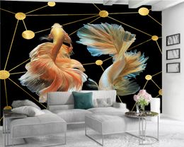 3d Animal Wallpaper 3d Modern Wallpaper Beautiful Goldfish Swimming Home Decor Living Room Bedroom Wallcovering HD 3d Wallpaper