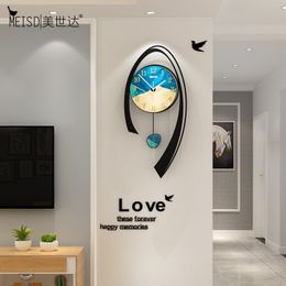 MEISD Nordic Clock Pendulum Wall Clock Art Poster Decoration Quartz Watch Silent Home Living Room Creative Horloge Free Shipping 201125