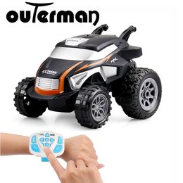 Outerman RC Car Mini Stunt Car 360 Degree Rotating 2. Wireless Watch 1:24 Remote Control Car With Cool Lights Kids Toys Gift LJ200919