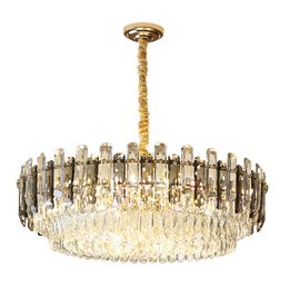 2021 new post-modern light luxury crystal chandelier living room dining room nordic round new lamp villa luxurious atmosphere