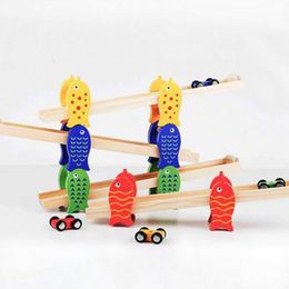 Interesting Wooden detachable 4-layer children's slide car baby inertia glider toy