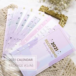 Notepads MyPretties Fantasy 2021 Calendar Yearly Monthly Planner Refills A5 A6 Three Fold Filler Papers For 6 Hole Binder Organizer1