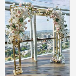 No flowers)Event Party Supplies Marriage Decoration Back Drops Metal Gold Flower wall balloon arch Backdrop Stand senyu525