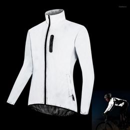 Racing Jackets WOSAWE Men's Reflective Cycling Jacket Night Running Windproof Rainproof Warm Long Sleeve Breathable Windbreaker Bike Ch