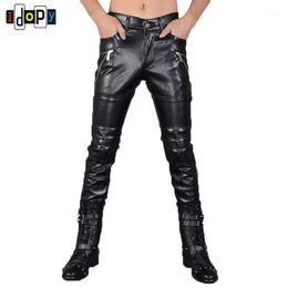 Men's Pants Wholesale- Mens Skinny Faux Leather Personlity Motorcycle Black Slim Fit Biker Size 27-36 Trousers For Men1