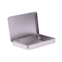 Metal Tin Box Photo Postcard Boxes Large Rectangle Classic Silver Jewellery Holder Storage bins 160*112*20mm YHM49-WLL