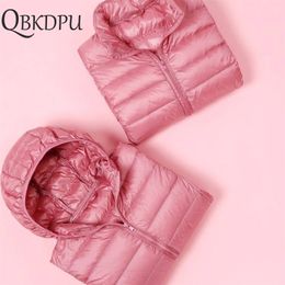 Women Winter Casual Down down hooded jackets Plus Size Ultra-light Coat Warm Windproof Long Sleeve Coats Parka female Outwear 201225