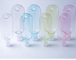 30ML 60ML Colourful refillable Flip Cap Bottle with Key Ring Hook Empty Hand Sanitizer Bottle for Travel 1000Pcs SN4758