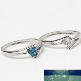 Trendy Charming Heart Shaped Rhinestone Alloy Ring for Men Women Color White Blue Jewellery Accessories RING-0256
