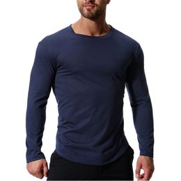 new men's T-shirt summer long-sleeved round neck t shirt trendy men's T-shirt 201203