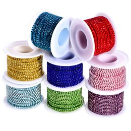 20 Yards Colorful Rhinestones Chain Trimming Same Color Bottom and Stones Glass Rhinestones Crystal Cup Chain F0212 SS6