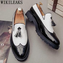 loafers brogues shoes men oxford men party shoes patent leather wedding dress 2019 sepatu slip on pria1