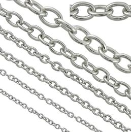 10meter Lot in Bulk 2/3/4/8mm Stainless Steel Oval Rolo Cable Chains Findings Fit for Jewellery Making & DIY Silver Tone