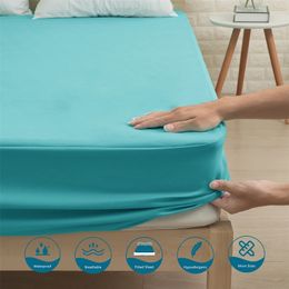 Waterproof Bed Cover Colourful Fitted Sheet Sanded Mattress Protector sabanas bajeras ajustables cama 150 220217