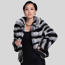 Toptan satış Kış Ceket Kadınlar Gerçek Kürk kadın Mont Big Turn Aşağı Yaka Kürk Mantolar Kadın Chinchilla Renk Femal Hikayesi FS151911