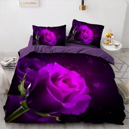 3D Bedding Set Custom Single Double Queen Size 3PCS Duvet Cover Set Comforter Quilt Pillow Case Flowers Home Textile 201211211J