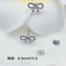 CZ Stud Earrings Wedding Jewelry Sparkling Bow Charms Earrings Copper Plated Silver Jewelry beautiful Bow Earrings