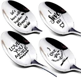 Valentine's Day Spoon 11 Styles Stainless Steel Colour Coffee Spoon Wedding Anniversary Gift Valentine's Day Party Favour Spoons