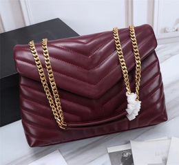 Designer handbags HOT square fat LOULOU chain bag real leather women's handbag large-capacity shoulder bags 25cm and 32cm top quality quilted messenger bag