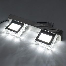 -2 luces luz moderno espejo de pared a prueba de agua baño conducido arte decorativo iluminación de la vanidad lámpara de cristal de cristal aplique