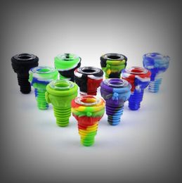 Colourful 14MM 18MM Male Interface Joint Portable Silicone Multi-function Waterpipe Hookah Bong Glass Bowl Tobacco Oil Rigs Wig Wag Holder