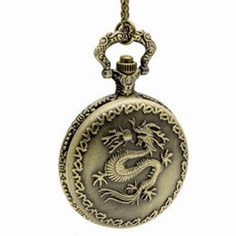 New 3 Styles Quartz Vintag Large China Dragon Series Pocket Watch Necklace Jewellery Wholesale Sweater Chain Fashion Watches Gift