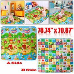 Baby Crawling Play Mat 2*1.8 Meter 1cm thick Climb Pad Double-Side Fruit Letters And Happy Farm Baby Toys Kids Carpet Baby Game LJ201113