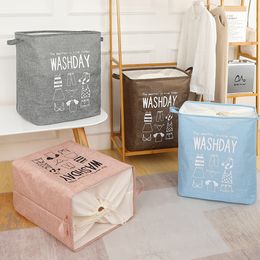 Foldable Dirty Laundry Basket Organiser For Dirty Clothes Toys Holder Bucket Storage Bag Home Sundries Storage Barrel Large Size LJ200821