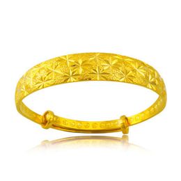 Star Carved Womens Bangle Adjustable Bracelet Classic Female Jewelry Solid Accessories Gift Diameter 60mm For Wedding Party